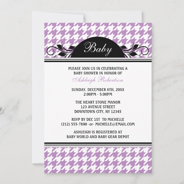 Invitaciones a la ducha con gafas moradas y blanca (Anverso)
