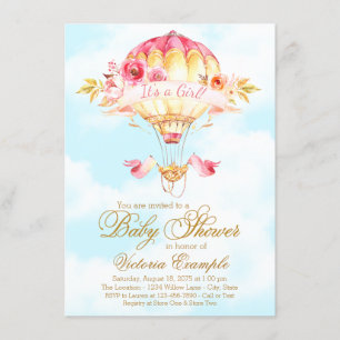 Invitaciones a la ducha con globo aerostático Chic