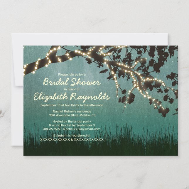Invitaciones a la ducha con luz de jardín (Anverso)