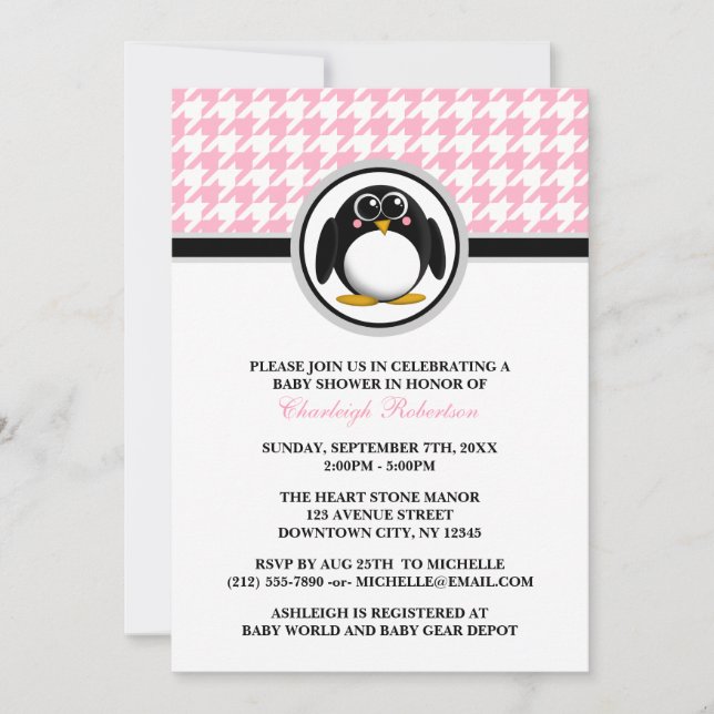 Invitaciones a la ducha con patas rosadas para beb (Anverso)