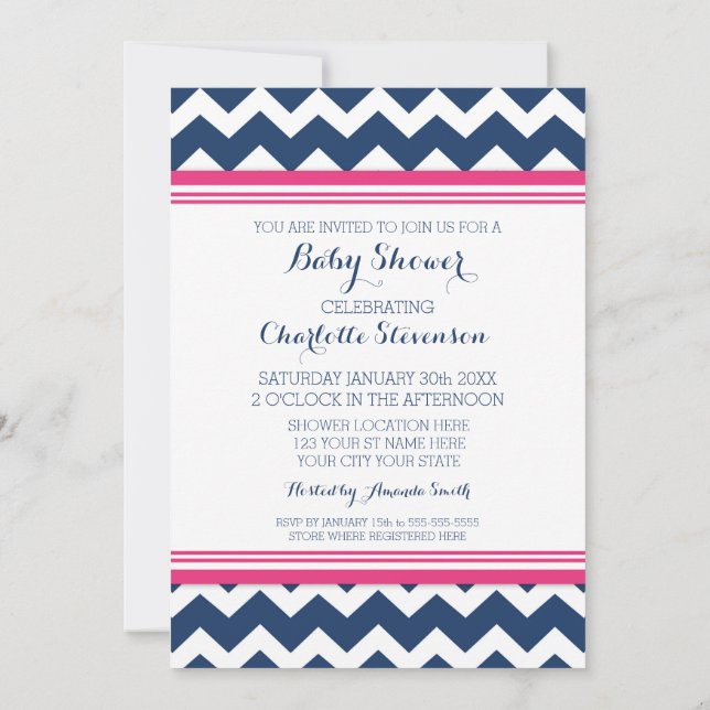 Invitaciones a la ducha con Personalizado Chevron  (Reverso)