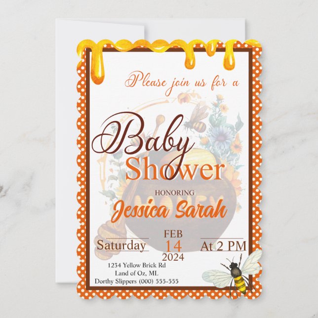 Invitaciones a la ducha de abeja de miel (Reverso)