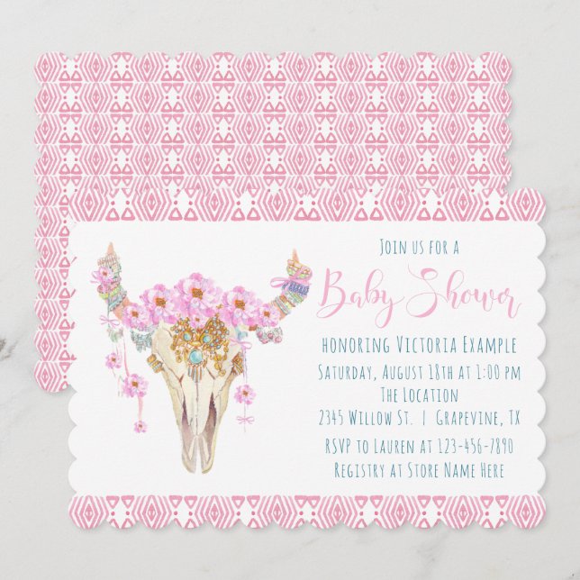 Invitaciones a la ducha de agua tribal Boho (Anverso / Reverso)