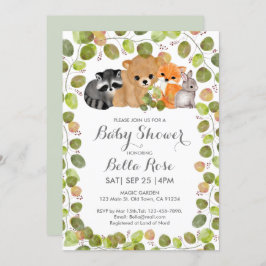 Invitaciones a la ducha de animales de bosque verd