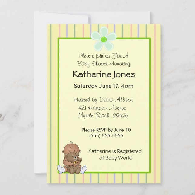 Invitaciones a la ducha de bebé afroamericana (Anverso)