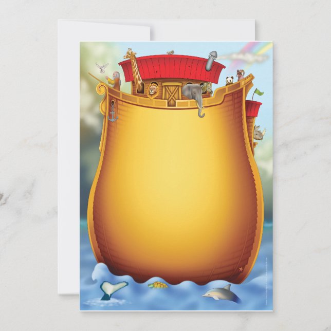 Invitaciones a la ducha de bebé arca de Noé (Anverso)