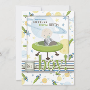 Invitaciones a la ducha de bebé astronauta de nave