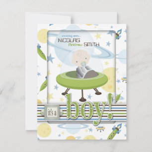 Invitaciones a la ducha de bebé astronauta de nave