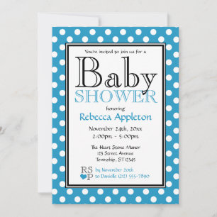 Invitaciones a la ducha de bebé azul de punto de p