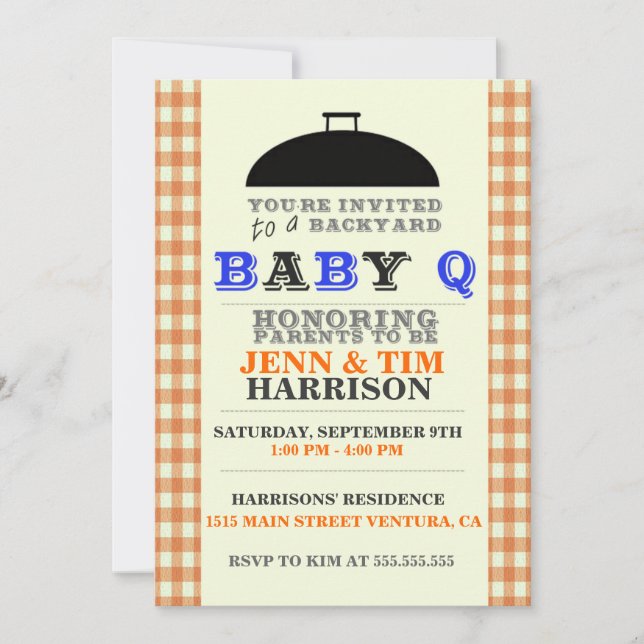 Invitaciones a la ducha de bebé BaBy Q (Anverso)