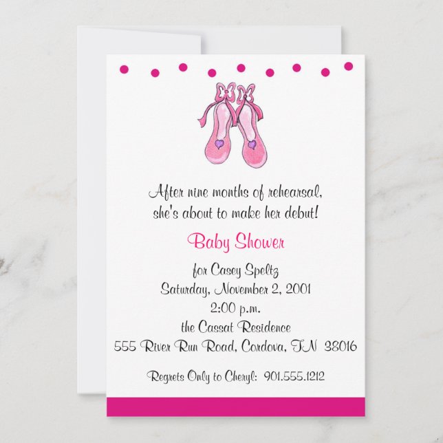Invitaciones a la ducha de bebé ballet (Anverso)