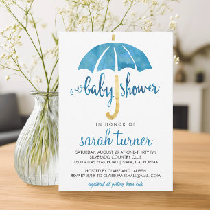 Invitaciones a la ducha de bebé Blue Umbrella Boy