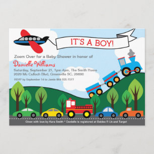 Invitaciones a la ducha de bebé BOY para el transp