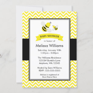 Invitaciones a la ducha de bebé Bumble Bee Chevron