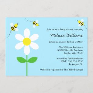 Invitaciones a la ducha de bebé Bumble Bee Daisy