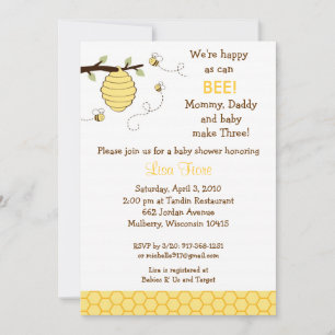 Invitaciones a la ducha de bebé Bumble Bee Honeyco