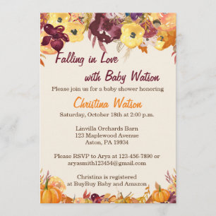 Invitaciones a la ducha de bebé - Caer enamorada