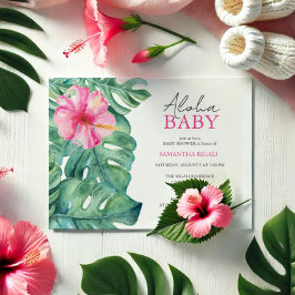 Invitaciones a la ducha de bebé chica Aloha