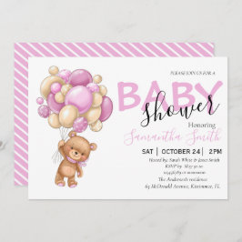 Invitaciones a la ducha de bebé color rosa persona