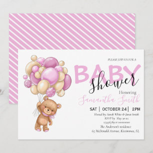 Invitaciones a la ducha de bebé color rosa persona