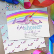 Invitaciones a la ducha de bebé con arcoiris de na
