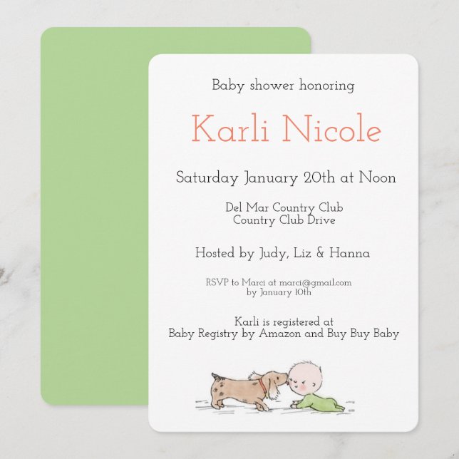 Invitaciones a la ducha de bebé con besos de pipa (Anverso / Reverso)