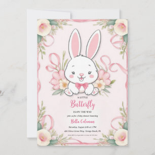 invitaciones a la ducha de bebé con conejo rosa fl