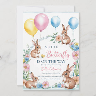 invitaciones a la ducha de bebé con conejo rosa fl