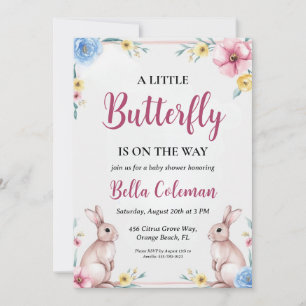 invitaciones a la ducha de bebé con conejo rosa fl