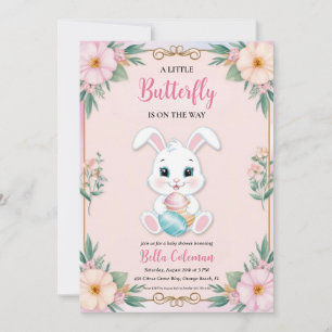 invitaciones a la ducha de bebé con conejo rosa fl
