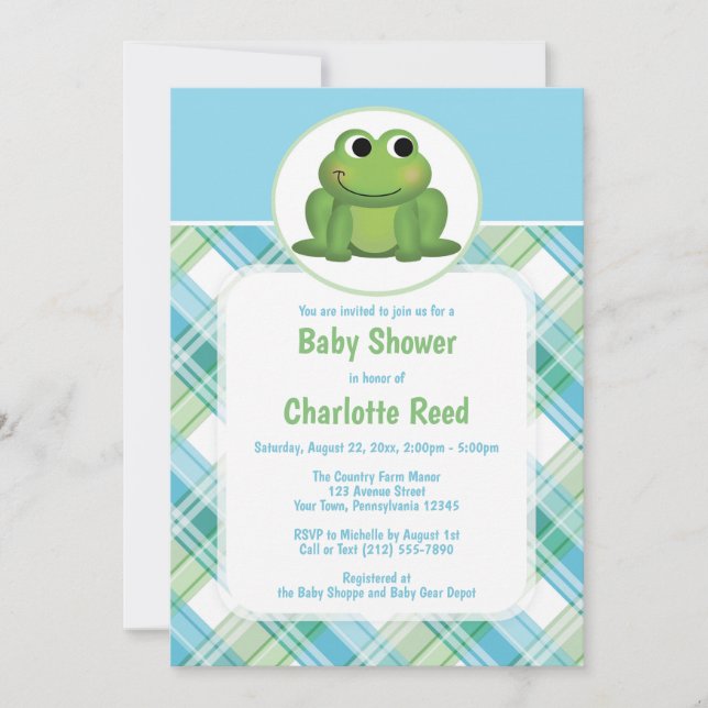 Invitaciones a la ducha de bebé con leche verde az (Anverso)