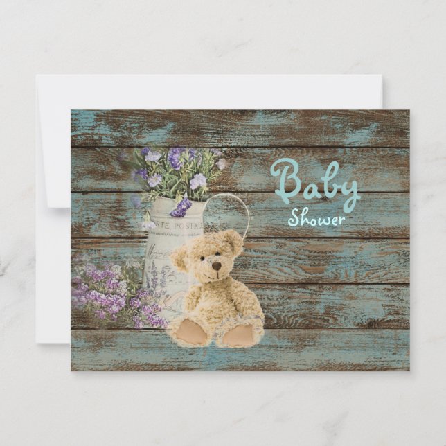 invitaciones a la ducha de bebé con peluche de mad (Anverso)