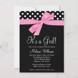 Invitaciones a la ducha de bebé con punto de polka