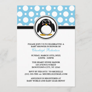 Invitaciones a la ducha de bebé con punto de polka