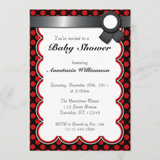 Invitaciones a la ducha de bebé con punto de polka