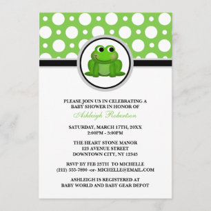 Invitaciones a la ducha de bebé con punto verde de