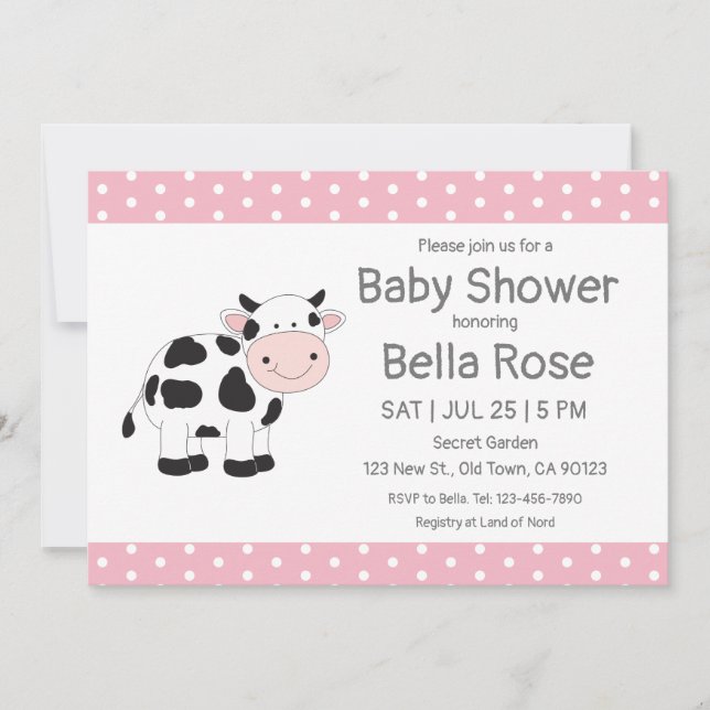Invitaciones a la ducha de bebé con puntos de polk (Anverso)