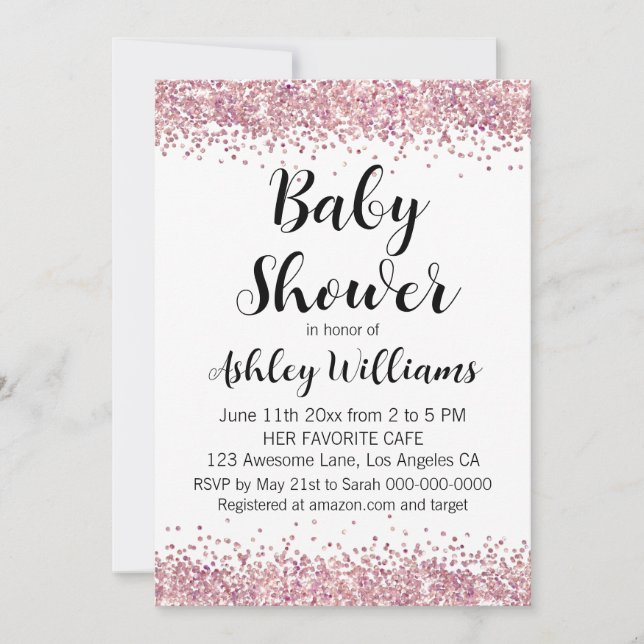 Invitaciones a la ducha de bebé con salpicadura ro (Anverso)
