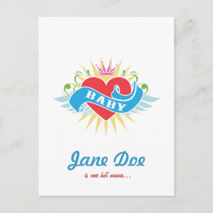 Invitaciones a la ducha de bebé con tatuaje retro