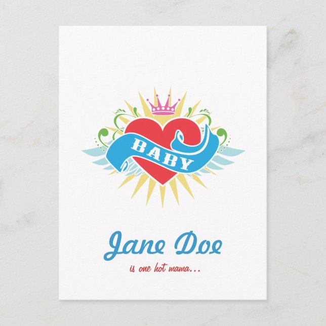 Invitaciones a la ducha de bebé con tatuaje retro (Anverso)