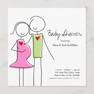 Invitaciones a la ducha de bebé cuadrado, 5x5