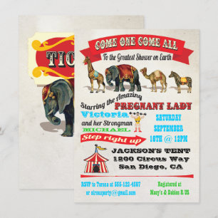 Invitaciones a la ducha de bebé de animales de cir