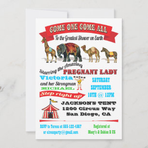 Invitaciones a la ducha de bebé de animales de cir