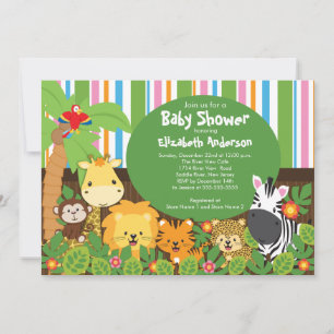 Invitaciones a la ducha de bebé de animales de la