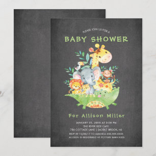 Invitaciones a la ducha de bebé de animales de Saf