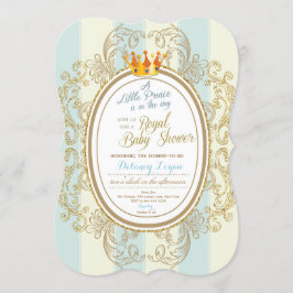 Invitaciones a la ducha de bebé de Blue Gold Royal