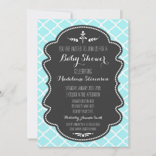 Invitaciones a la ducha de bebé de Blue Quatrefoil
