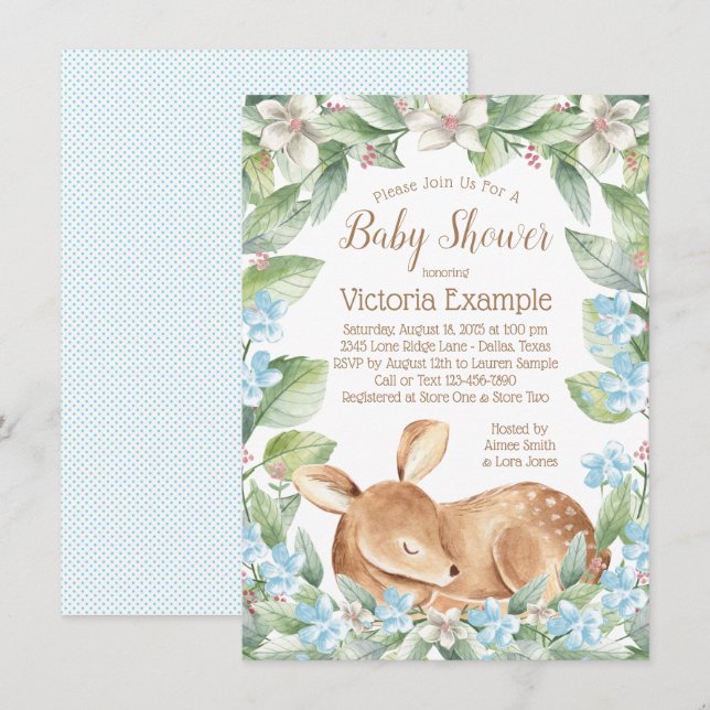 Invitaciones a la ducha de bebé de Boy Deer Fawn (Anverso / Reverso)