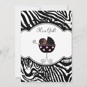 Invitaciones a la ducha de bebé de cebra negra ros