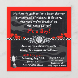 Invitaciones a la ducha de bebé de coches con band
